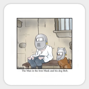 The Man in the Iron Mask and his dog Bob. Sticker